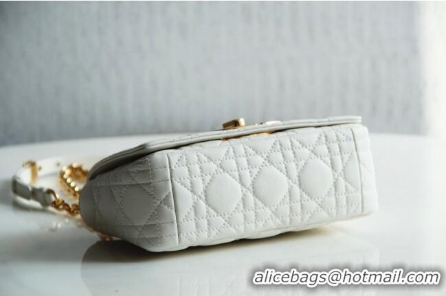 Famous Brand Dior Small Caro Chain Bag in Soft Cannage Calfskin CD2201 White 2024