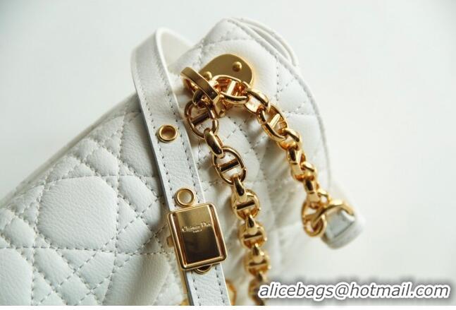 Famous Brand Dior Small Caro Chain Bag in Soft Cannage Calfskin CD2201 White 2024