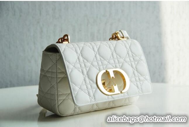 Famous Brand Dior Small Caro Chain Bag in Soft Cannage Calfskin CD2201 White 2024