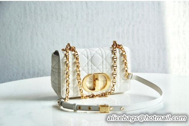 Famous Brand Dior Small Caro Chain Bag in Soft Cannage Calfskin CD2201 White 2024