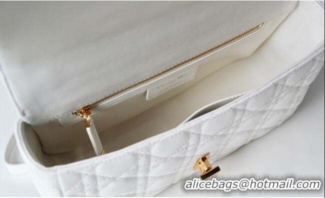 Super Quality Dior Medium Caro Chain Bag in Soft Cannage Calfskin CD2202 White 2024