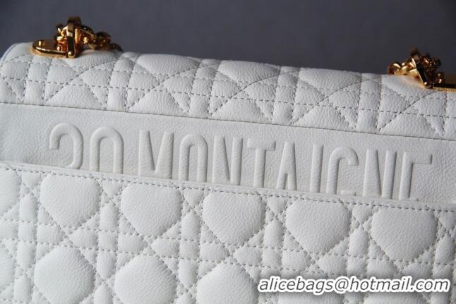 Super Quality Dior Medium Caro Chain Bag in Soft Cannage Calfskin CD2202 White 2024