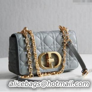 Top Quality Dior Small Caro Chain Bag in Soft Cannage Calfskin CD2201 Gray 2024