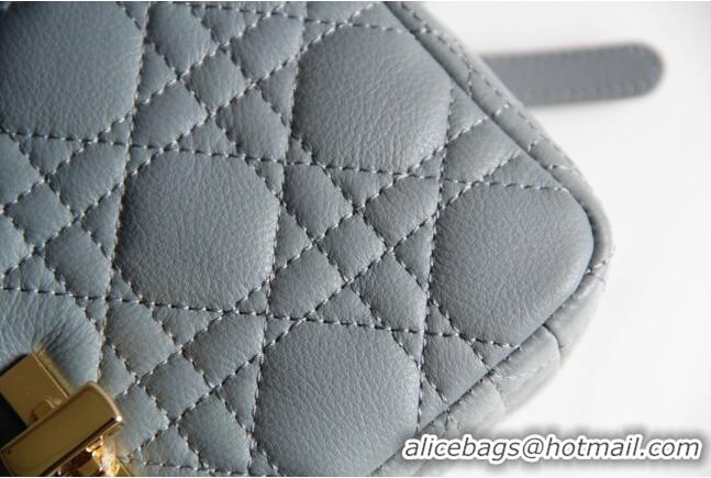 Top Quality Dior Small Caro Chain Bag in Soft Cannage Calfskin CD2201 Gray 2024