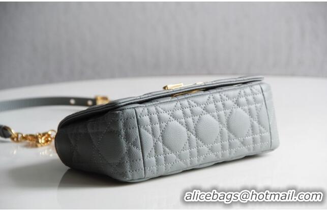 Top Quality Dior Small Caro Chain Bag in Soft Cannage Calfskin CD2201 Gray 2024