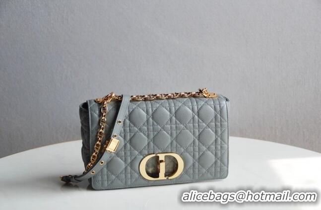 New Fashion Dior Medium Caro Chain Bag in Soft Cannage Calfskin CD2202 Gray 2024