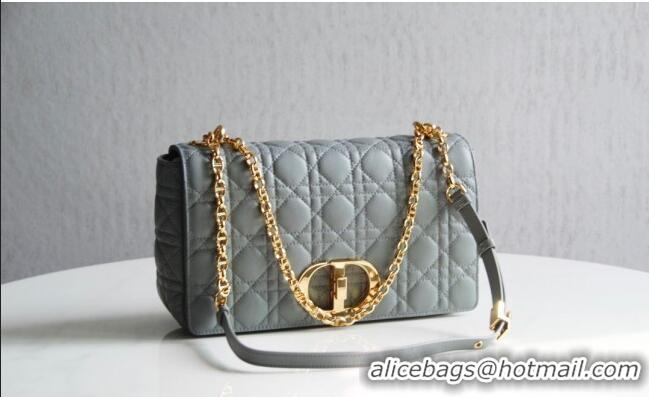 Top Design Dior Large Caro Chain Bag in Soft Cannage Calfskin CD2203 Gray 2024