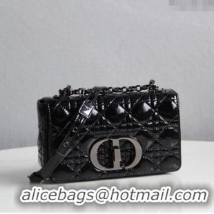 Popular Style Dior Small Caro Chain Bag in Patent Cannage Lambskin CD2227 Black 2024