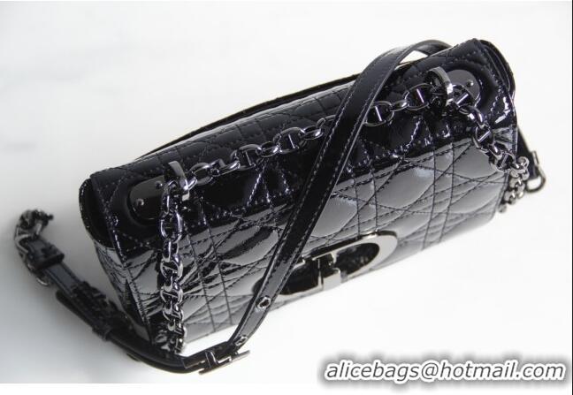 Popular Style Dior Small Caro Chain Bag in Patent Cannage Lambskin CD2227 Black 2024