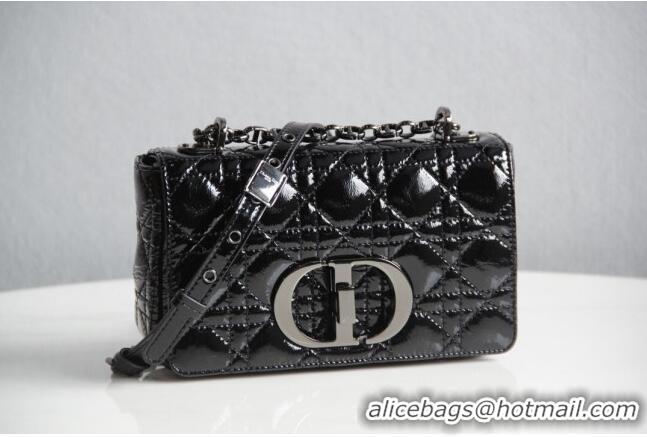 Popular Style Dior Small Caro Chain Bag in Patent Cannage Lambskin CD2227 Black 2024