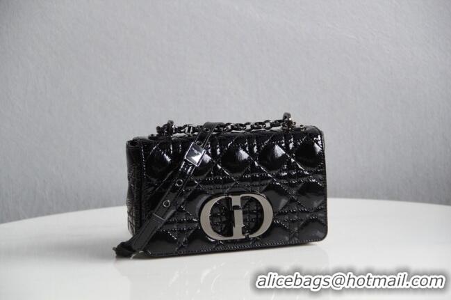 Popular Style Dior Small Caro Chain Bag in Patent Cannage Lambskin CD2227 Black 2024