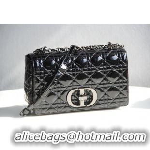 Luxury Discount Dior Small Caro Chain Bag in Patent Cannage Lambskin CD2228 Black 2024