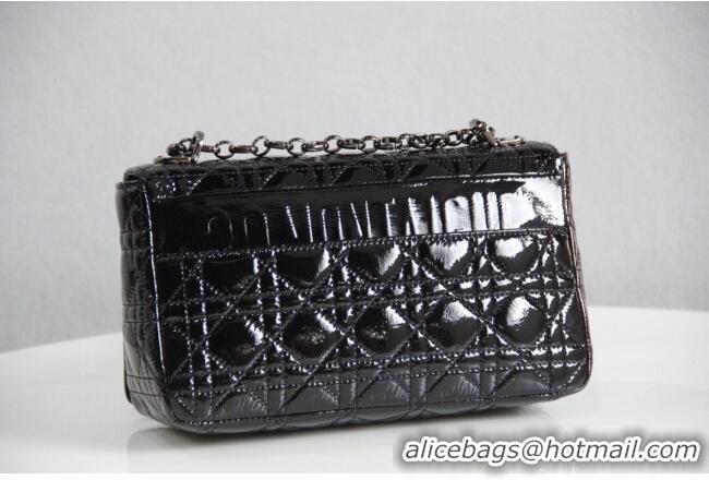 Luxury Discount Dior Small Caro Chain Bag in Patent Cannage Lambskin CD2228 Black 2024