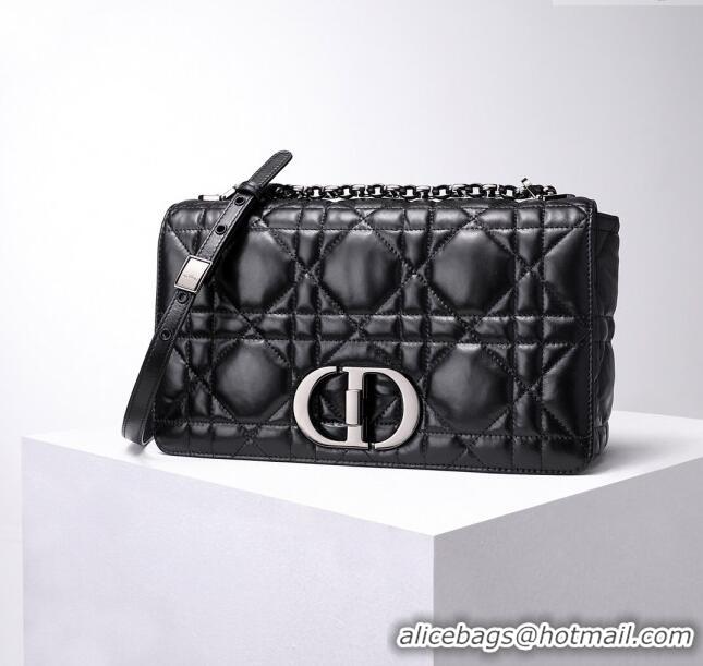 Inexpensive Dior Large Caro Chain Bag in Quilted Macrocannage Calfskin CD2229 Black 2024