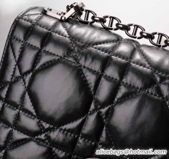 Inexpensive Dior Large Caro Chain Bag in Quilted Macrocannage Calfskin CD2229 Black 2024