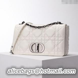 Promotional Dior Large Caro Chain Bag in Quilted Macrocannage Calfskin CD2229 White 2024