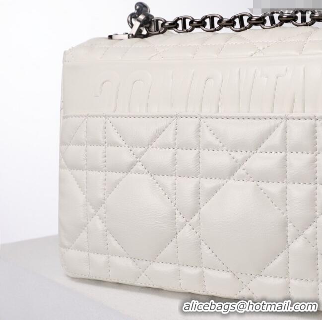 Promotional Dior Large Caro Chain Bag in Quilted Macrocannage Calfskin CD2229 White 2024