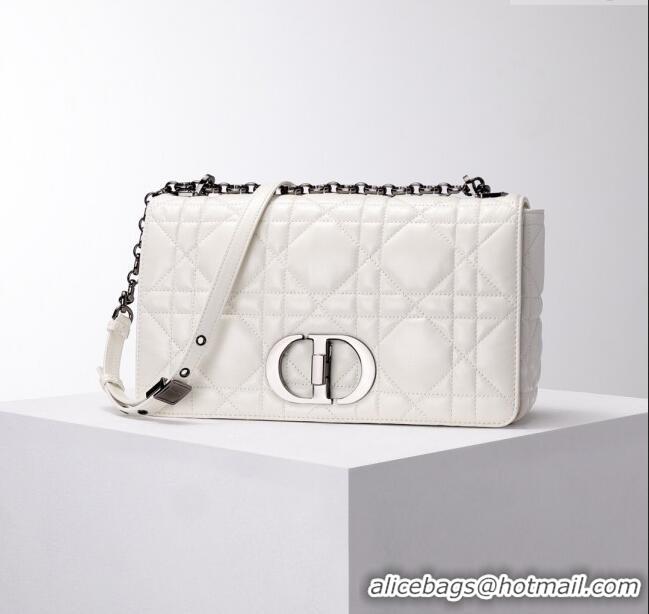 Promotional Dior Large Caro Chain Bag in Quilted Macrocannage Calfskin CD2229 White 2024