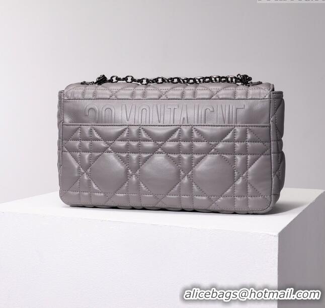 Super Quality Dior Large Caro Chain Bag in Quilted Macrocannage Calfskin CD2229 Gray 2024