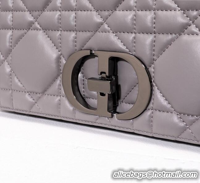 Super Quality Dior Large Caro Chain Bag in Quilted Macrocannage Calfskin CD2229 Gray 2024