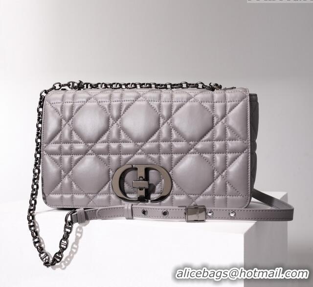 Super Quality Dior Large Caro Chain Bag in Quilted Macrocannage Calfskin CD2229 Gray 2024