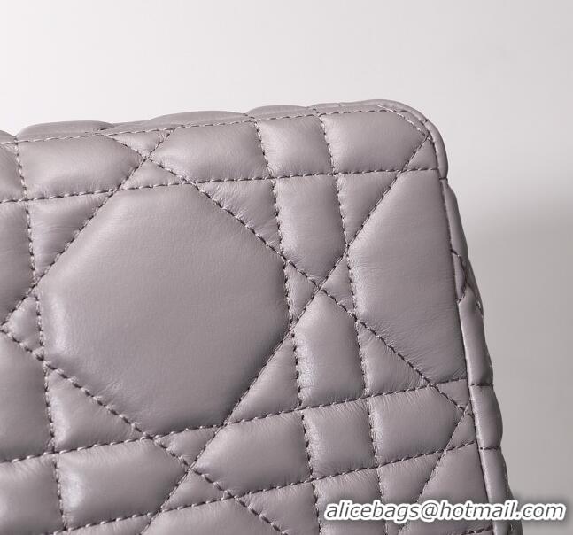 Super Quality Dior Large Caro Chain Bag in Quilted Macrocannage Calfskin CD2229 Gray 2024