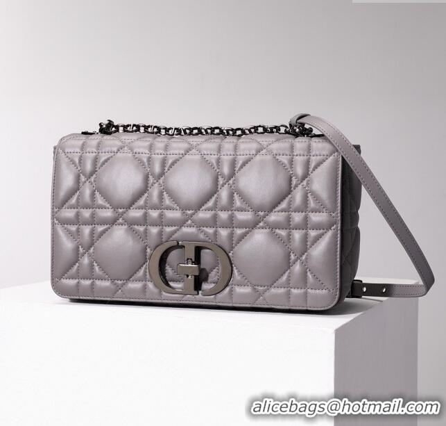 Super Quality Dior Large Caro Chain Bag in Quilted Macrocannage Calfskin CD2229 Gray 2024