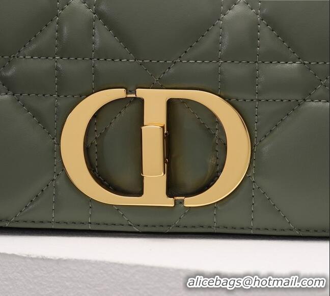 Promotional Dior Medium Caro Chain Bag in Quilted Macrocannage Calfskin CD2202 Green 2024