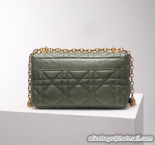 Promotional Dior Medium Caro Chain Bag in Quilted Macrocannage Calfskin CD2202 Green 2024