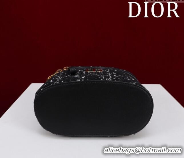 Promotional Dior Caro Mini Vanity Case in Cannage Tweed CD3001 Black 2024