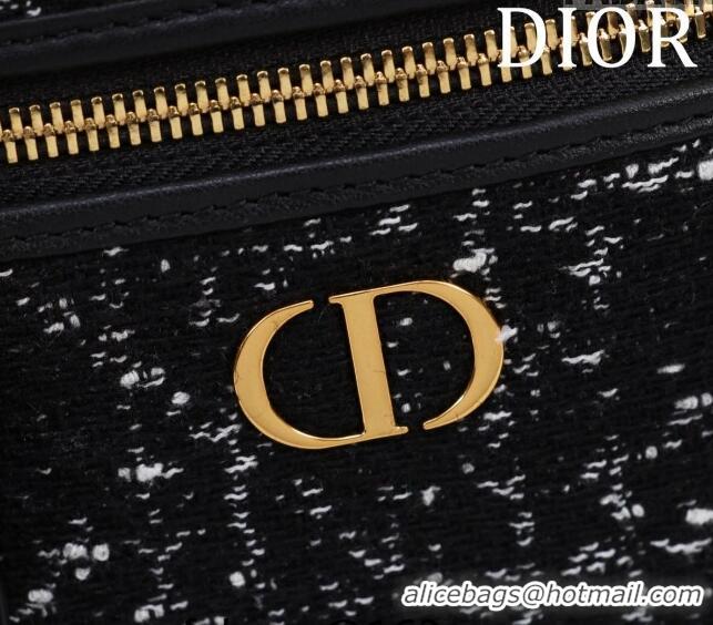 Promotional Dior Caro Mini Vanity Case in Cannage Tweed CD3001 Black 2024