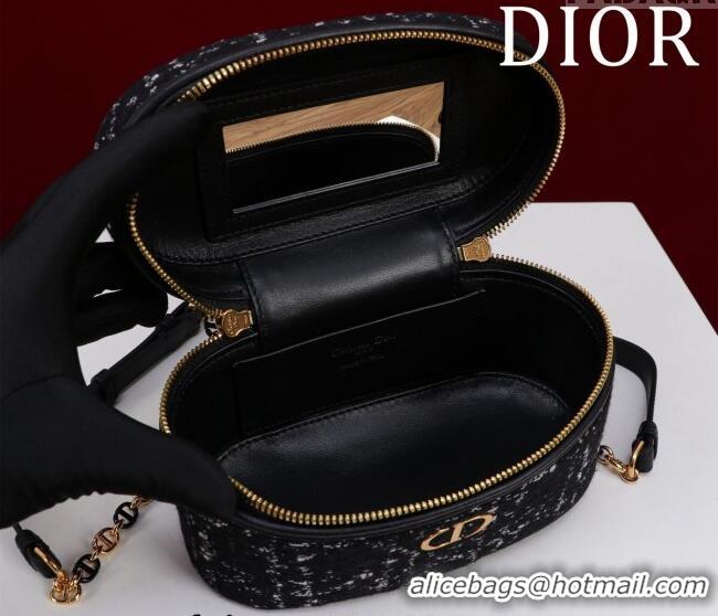 Promotional Dior Caro Mini Vanity Case in Cannage Tweed CD3001 Black 2024