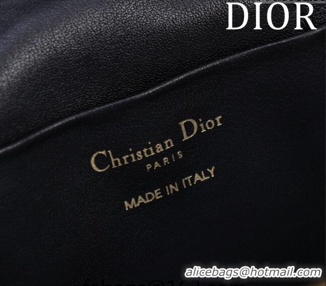 Good Quality Dior Caro Small Vanity Case in Cannage Tweed CD3002 Black 2024