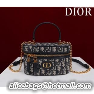 Super Quality Dior 30 Montaigne Mini Vanity Case in  Dior Oblique Jacquard CD3001 Blue 2024