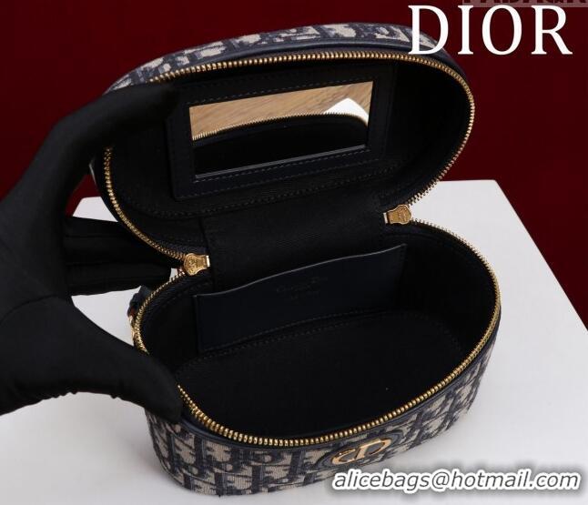 Super Quality Dior 30 Montaigne Mini Vanity Case in  Dior Oblique Jacquard CD3001 Blue 2024