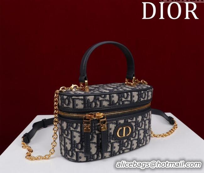 Super Quality Dior 30 Montaigne Mini Vanity Case in  Dior Oblique Jacquard CD3001 Blue 2024