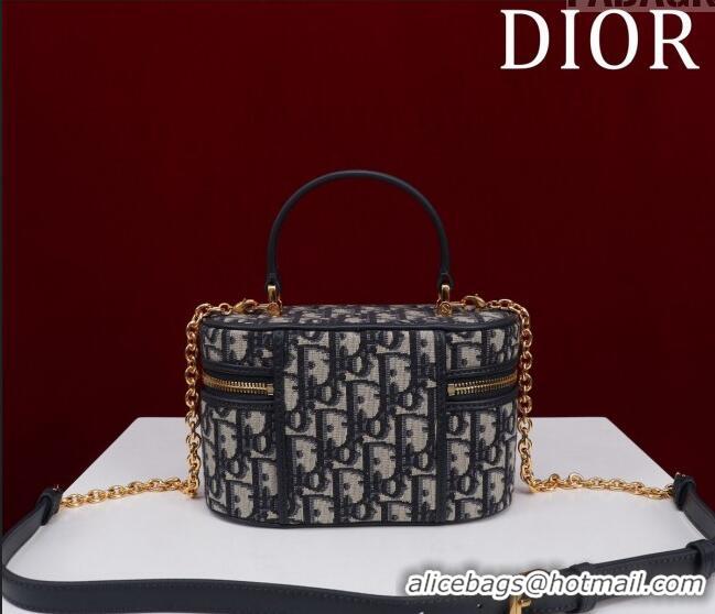 Super Quality Dior 30 Montaigne Mini Vanity Case in  Dior Oblique Jacquard CD3001 Blue 2024