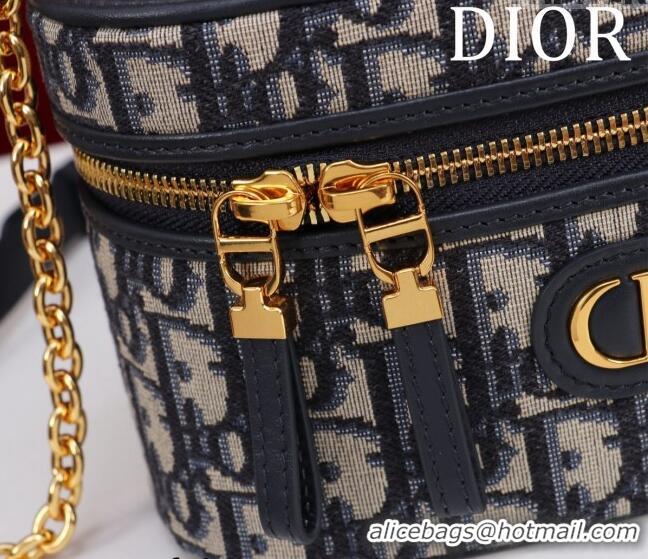 Super Quality Dior 30 Montaigne Mini Vanity Case in  Dior Oblique Jacquard CD3001 Blue 2024