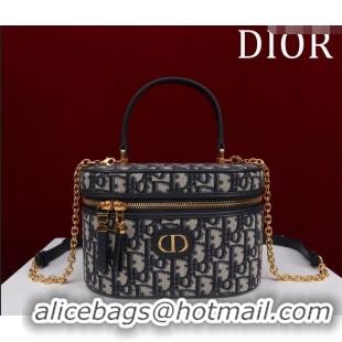 Dior 30 Montaigne Small Vanity Case in Dior Oblique Jacquard CD3002 Blue 2024