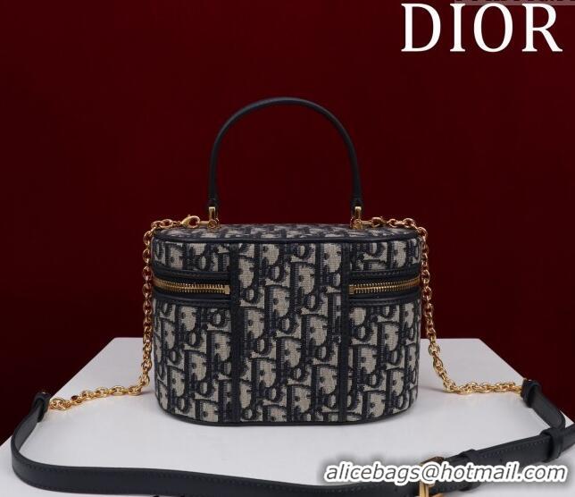 Dior 30 Montaigne Small Vanity Case in Dior Oblique Jacquard CD3002 Blue 2024