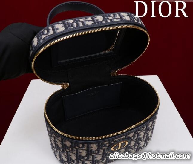 Dior 30 Montaigne Small Vanity Case in Dior Oblique Jacquard CD3002 Blue 2024