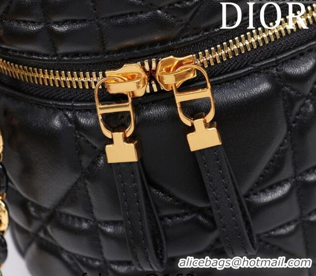 Unique Grade Dior Caro Small Vanity Case in Macrocannage Lambskin CD3004 Black 2024