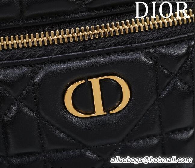 Unique Grade Dior Caro Small Vanity Case in Macrocannage Lambskin CD3004 Black 2024