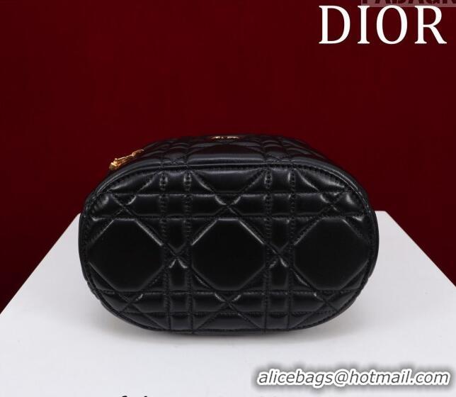 Unique Grade Dior Caro Small Vanity Case in Macrocannage Lambskin CD3004 Black 2024