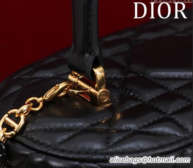 Unique Grade Dior Caro Small Vanity Case in Macrocannage Lambskin CD3004 Black 2024