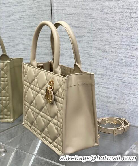 Shop Grade Dior Small Book Tote Bag in Macrocannage Calfskin CD3007 Beige 2024