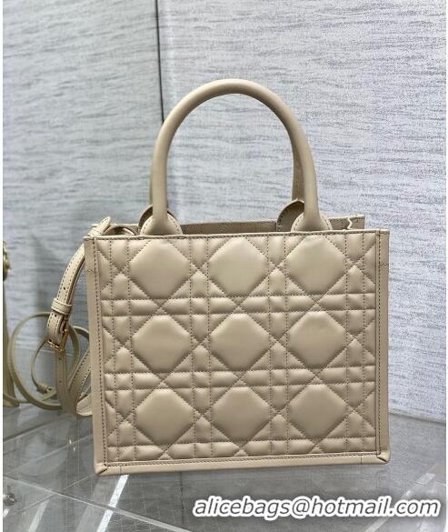 Shop Grade Dior Small Book Tote Bag in Macrocannage Calfskin CD3007 Beige 2024