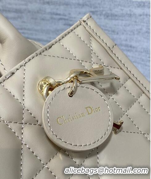 Shop Grade Dior Small Book Tote Bag in Macrocannage Calfskin CD3007 Beige 2024