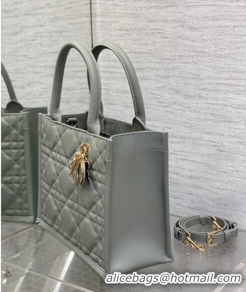 Grade Discount Dior Small Book Tote Bag in Macrocannage Calfskin CD3007 Grey 2024