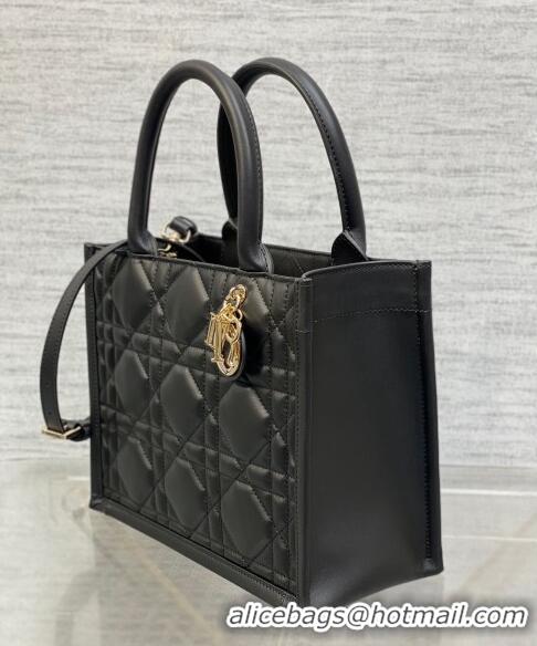 Super Quality Dior Small Book Tote Bag in Macrocannage Calfskin CD3007 Black 2024